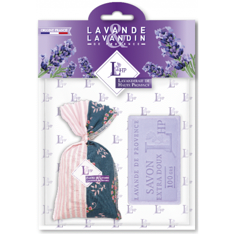 Set Cadou Sapun Natural de Marsilia si Saculet cu flori de LAVANDA - LHP Provence