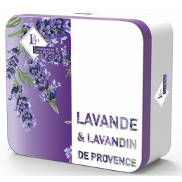 Set Cadou Cutie Metalica Sapun Natural de Marsilia si Saculet cu flori de LAVANDA - LHP Provence